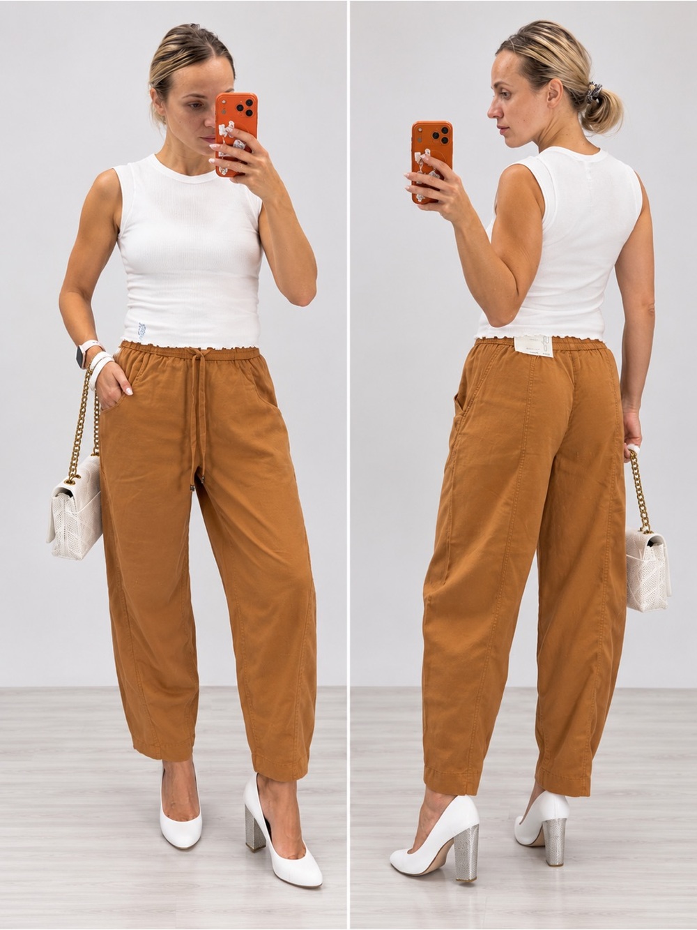 Joie Terracotta Barrel Leg Crop Drawstring Lyocell Cotton Pants Size XS NWT